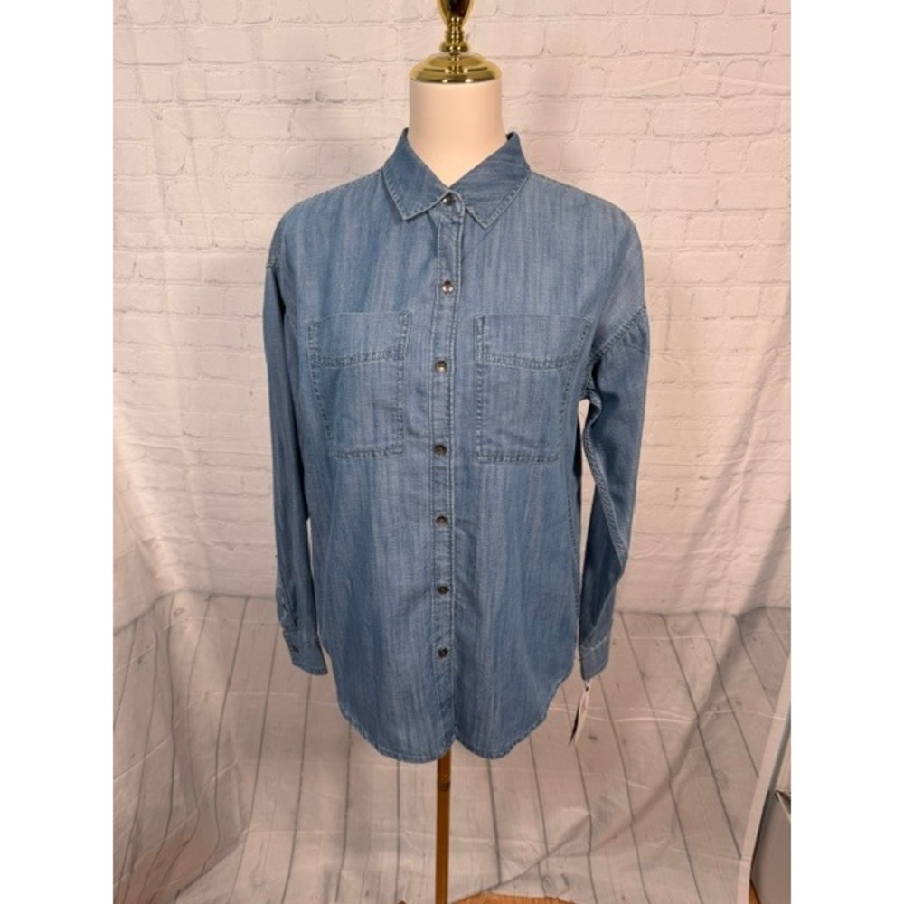 NWT Nautica Chambray Shirt Women's S Tencel Cotton Denim Button Up - Picture 13 of 13
